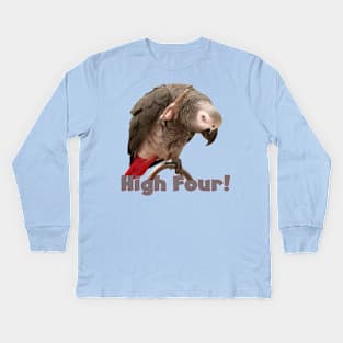 African Grey Parrot Waving High Four Kids Long Sleeve T-Shirt